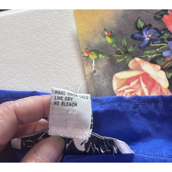 Jonathan Martin Royal Vintage Blue Silk Button up Blouse Women's Size Medium NWT - Picture 10 of 11